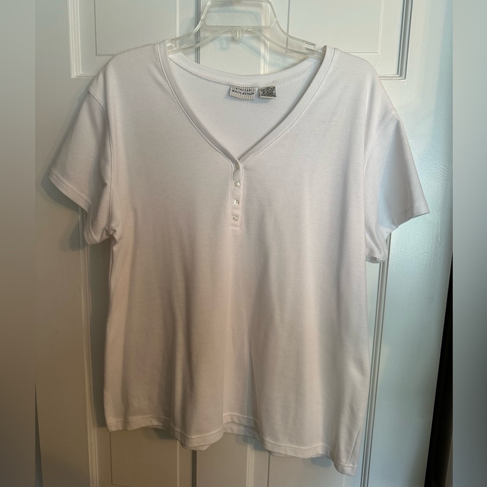 White Stag White V Neck Tee Size XL NWOT